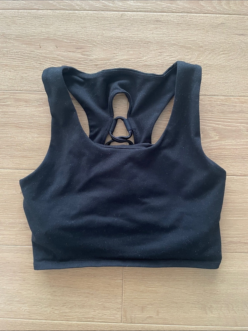 Good American Black Laced-back Sports Bra